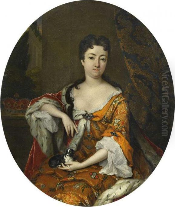 Bildnis Einer Furstin Mithund Oil Painting by Constantin Netscher