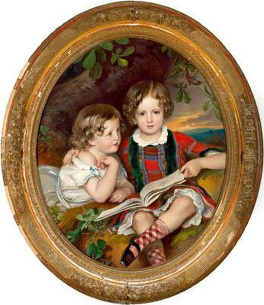 Bildnis Der Bruder Theodor Graf Baillet-latour Undvinzenz Graf Baillet-latour Oil Painting by Josef Neugebauer