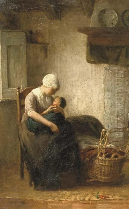Motherly Love Oil Painting by Albert Neuhuys
