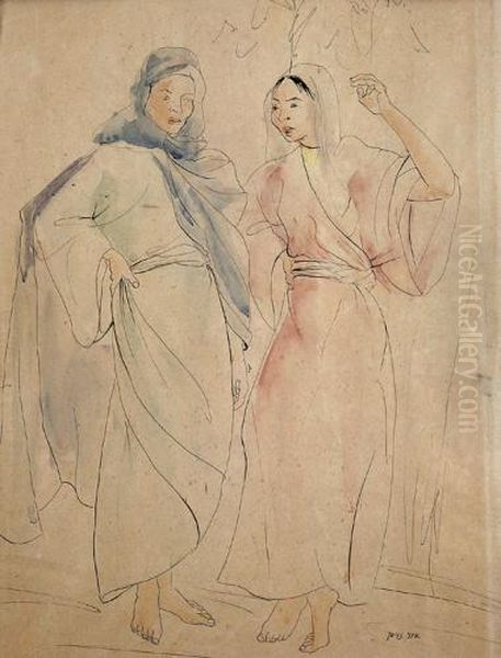 Two Women Oil Painting by Anni Neumann