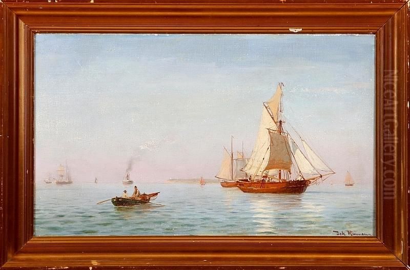 Stille Varm Sommereftermiddag Udfor Snekkersten Oil Painting by Joh. Heinrich E. Neumann