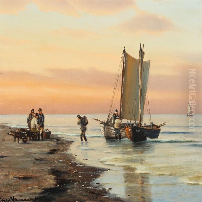 Coastal Scenery Oil Painting by Johann Neumann