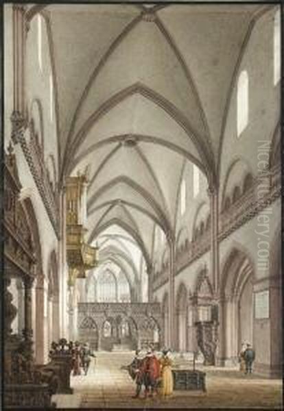 Inneres Des Basler Munsters Oil Painting by Johann Jakob Neustuck