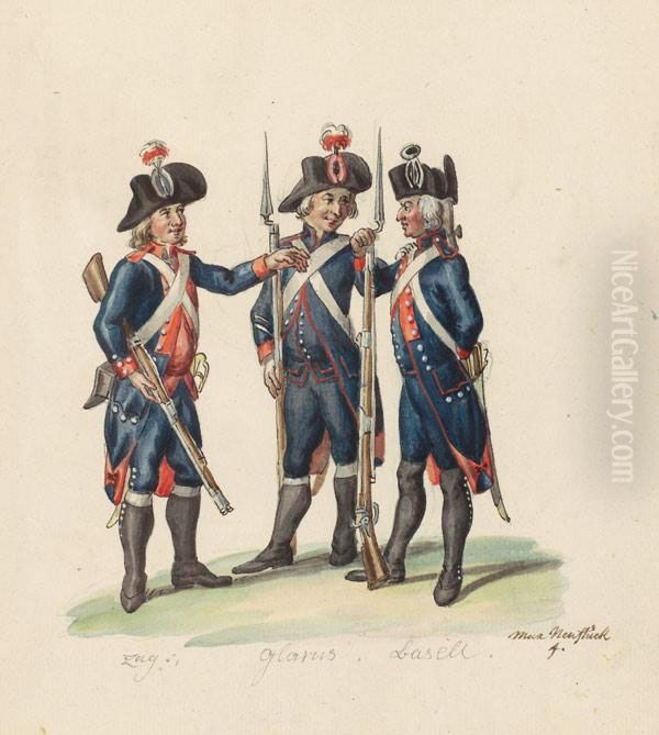 Ein Soldat Aus Basel Und Je Ein Zuzuger Oil Painting by Maximillian Neustuck