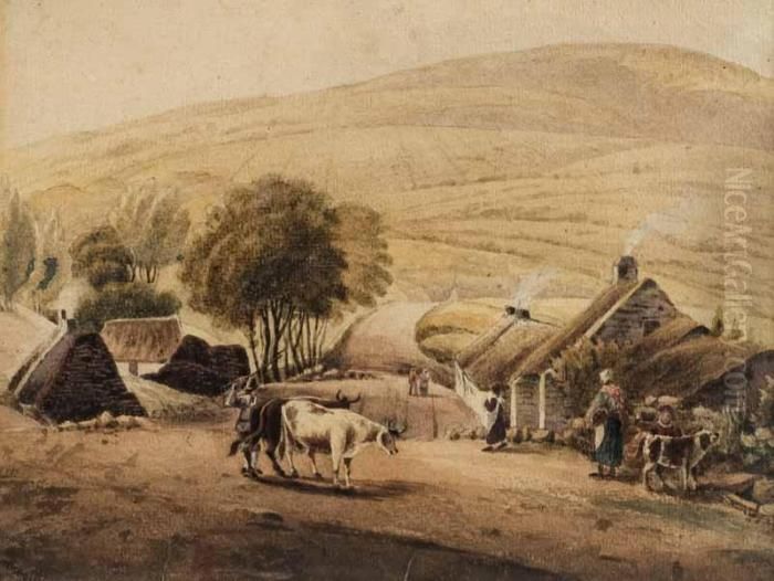 Tending The Cattle Oil Painting by William Nicholl