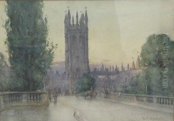 An Oxford Street Scene Oil Painting by George F. Nicholls