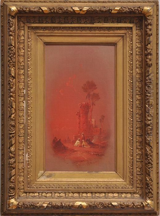 Sunset Behind The Ruins Oil Painting by George Washington Nicholson