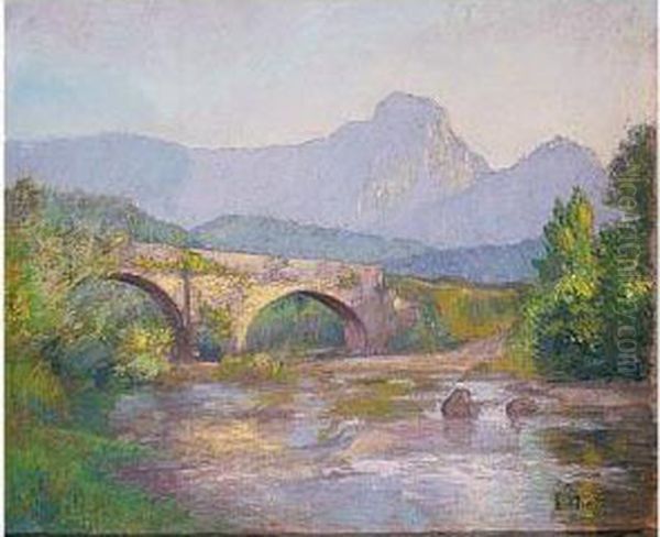 Paisaje Del Duranguesado Con Elmonte Amboto Oil Painting by Enrique Nieto Uribarri