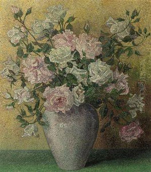 Pink And White Roses Oil Painting by Jaap Nieweg