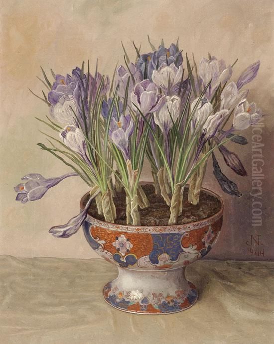 Crocuses Oil Painting by Jaap Nieweg