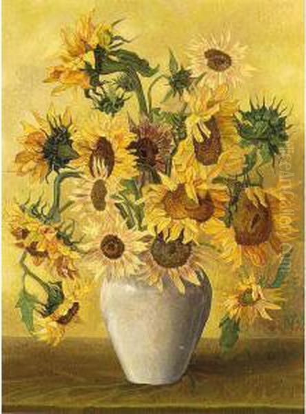 Zonnebloemen Oil Painting by Jaap Nieweg