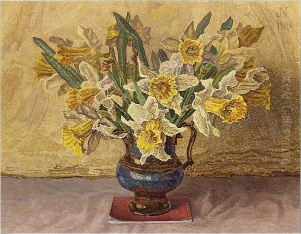 A Flower Still Life With Daffodils Oil Painting by Jaap Nieweg