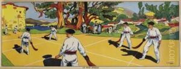 Partie De Pelote Au Pays Basque Oil Painting by Gaston Niezabitovsky