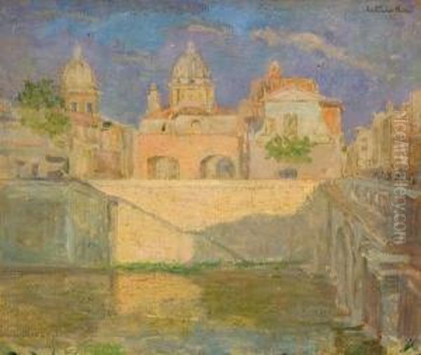 Scorcio Di Roma Con Tevere Oil Painting by Arturo Noci
