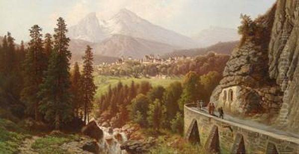 View Of Berchtesgaden Oil Painting by Wilhelm Theodor Nocken