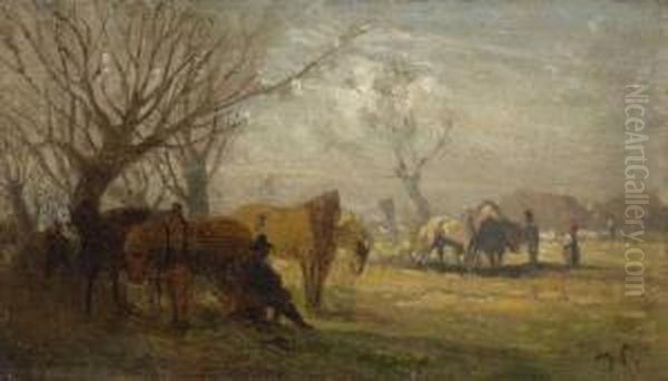 Viehmarkt Oil Painting by Julius Noerr