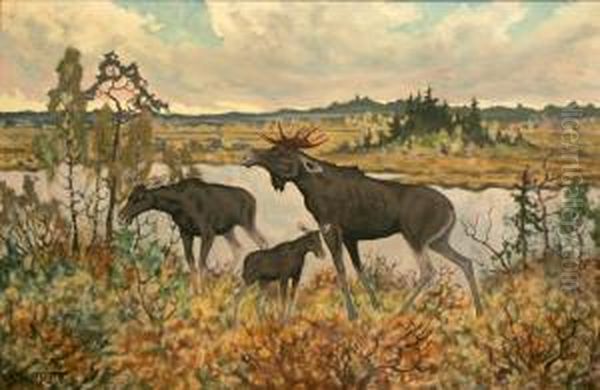 Algar I Landskap Oil Painting by Emil Nordberger