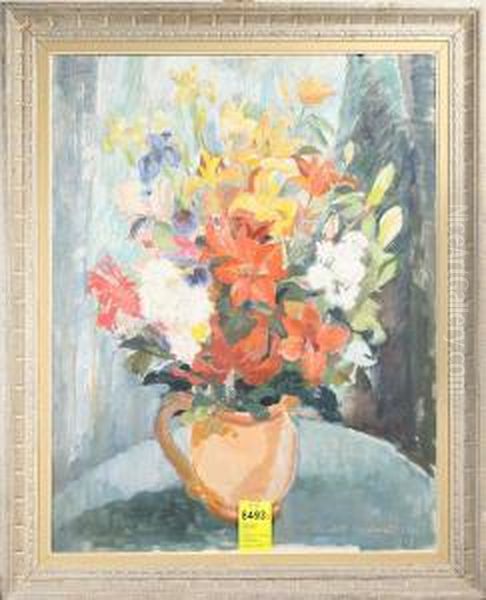 Blomsterstilleben, Signerad Och Daterad 47 Oil Painting by Ragnhild Nordensten