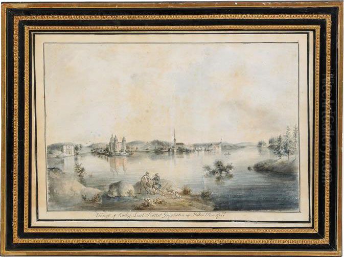 Utsigt Af Kongl. Lust Slottet Gripsholm Ock Staden Mariefred Oil Painting by Pehr Nordquist