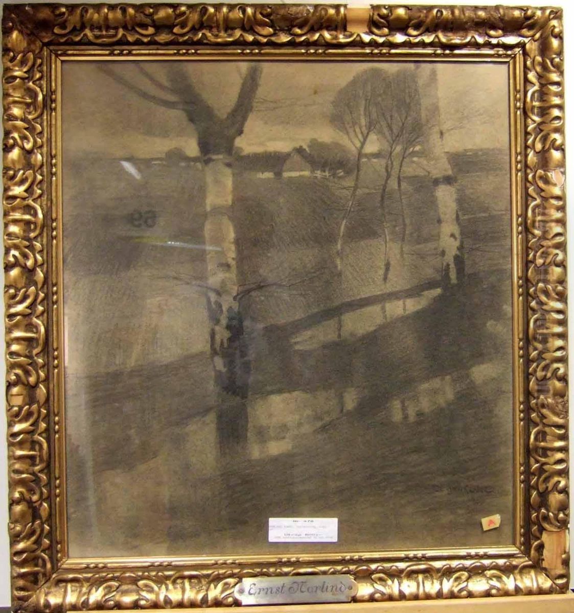 Skanskt Landskap Med Bjorkar. Oil Painting by Ernst Norlind