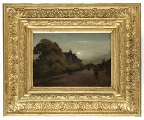 Gata I Helsingor I Mansken Oil Painting by Reinhold Norstedt