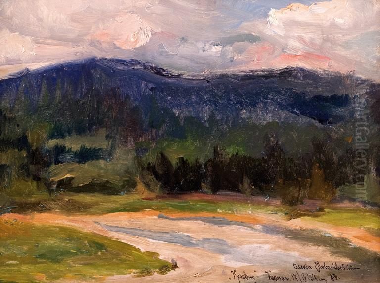 Pejzaz Gorski Z Kosmacza Oil Painting by Oleksa Nowakiwskij