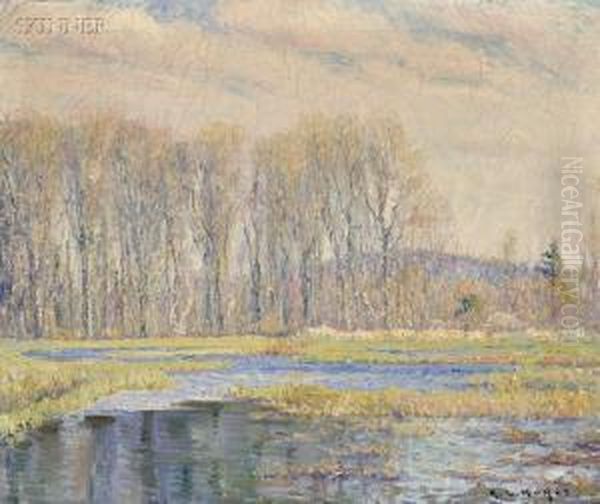Spring Along The Water Meadow Oil Painting by George Loftus Noyes