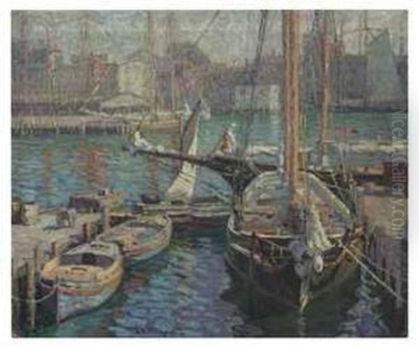 Gloucester Harbor Oil Painting by George Loftus Noyes