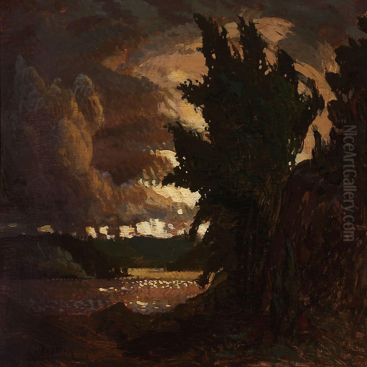 A Landscape With A Storm Coming Up Oil Painting by Lennart Nyblom