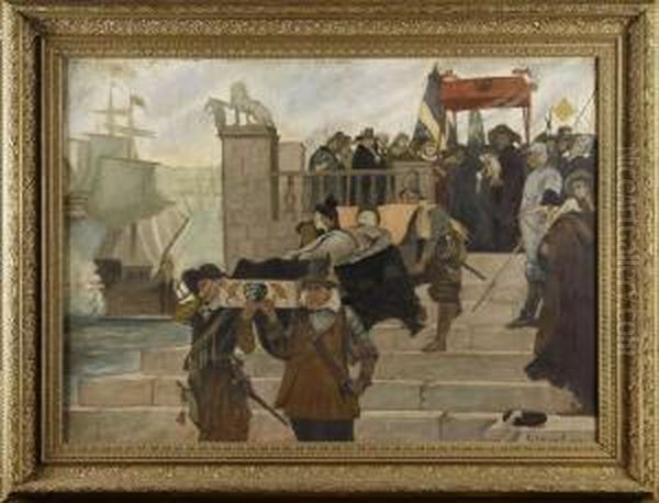 Gustav Ii Adolfs Likfard Oil Painting by Hilding Nyman