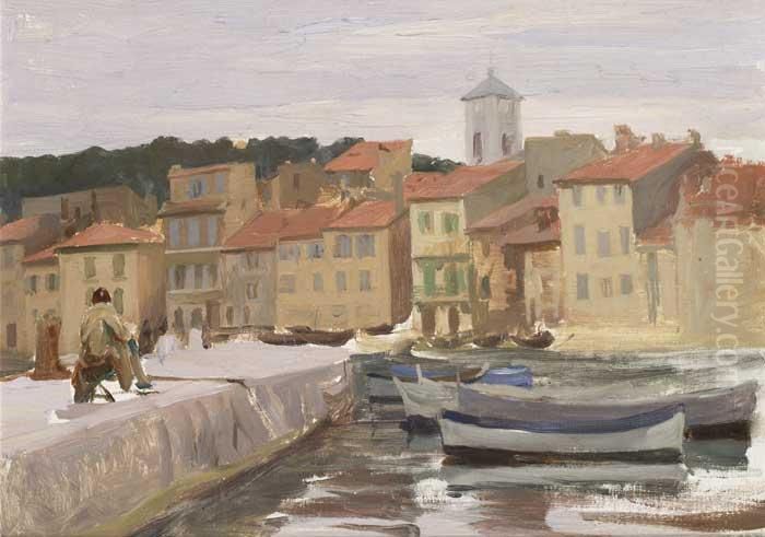 The Pier, Cassis Oil Painting by Dermod William O'Brien