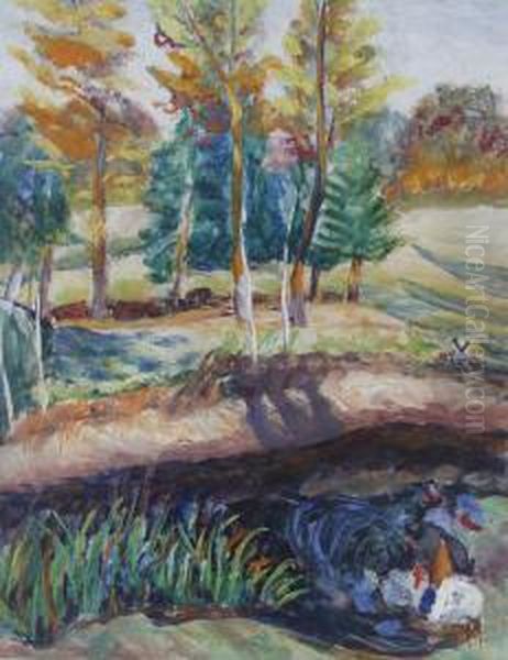 River Landscape Oil Painting by Renee O'Conor