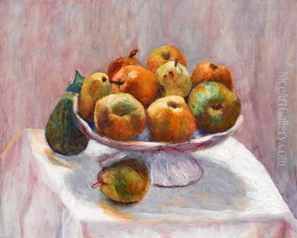 Still Life - Apples And Pears In A Bowl Oil Painting by Roderic O'Conor