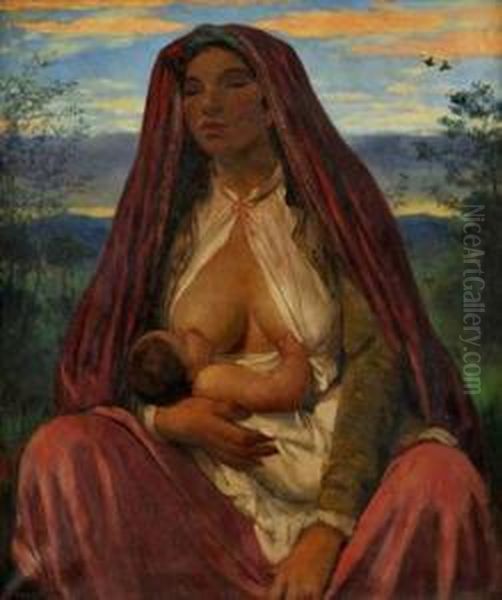 Matka A Dieta Oil Painting by Jakub Obrovsky