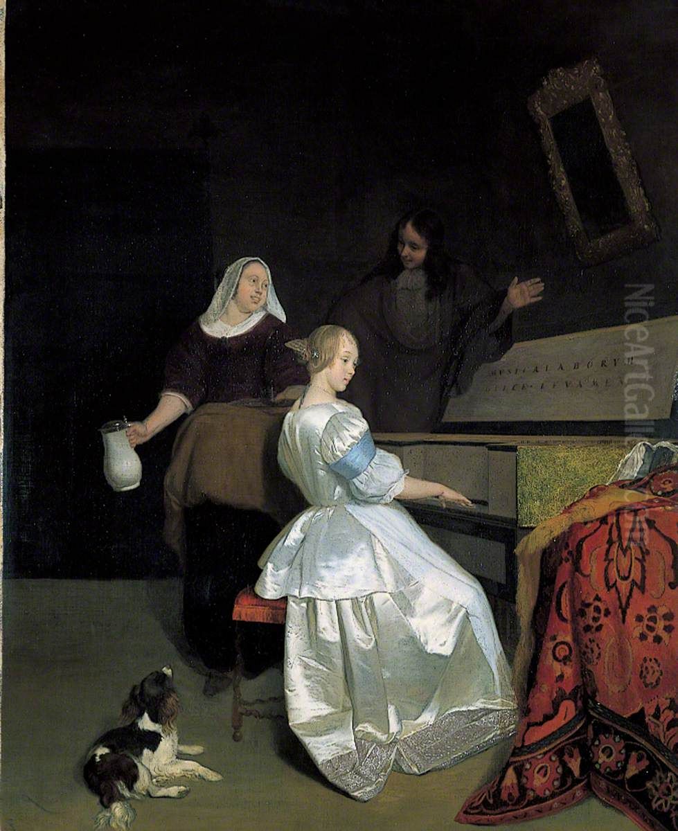 The Music Lesson Oil Painting by Jacob Ochtervelt
