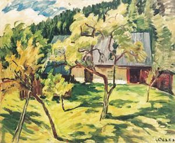 Zagroda Oil Painting by Bertold Piotr Oczko