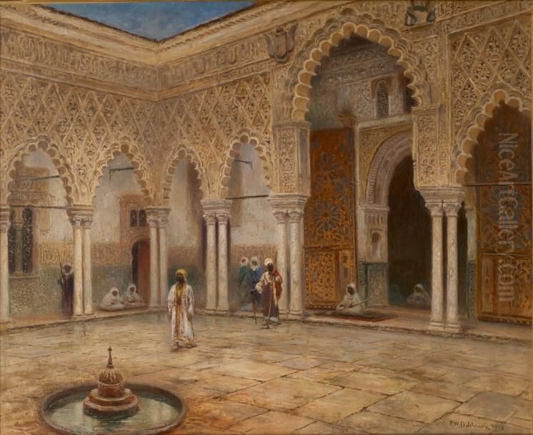 Dans La Cour Du Palais Oil Painting by Frans Wilhelm Odelmark
