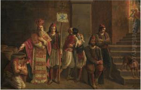 The Last Guardians Of Messolonghi Oil Painting by Joseph Dionysius Odevaere