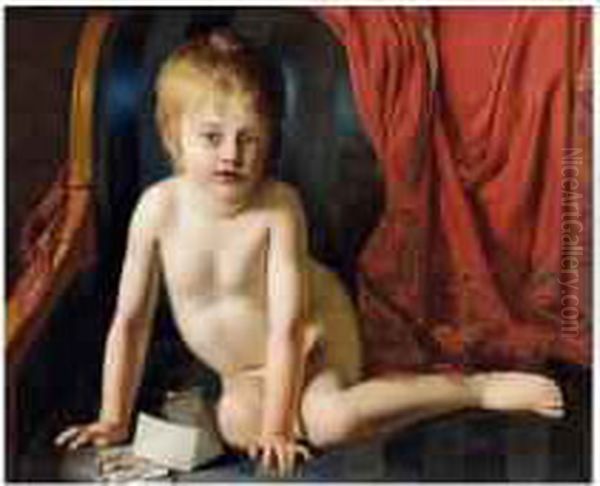Enfant Jouant Aux Cartes Oil Painting by Joseph Dionysius Odevaere