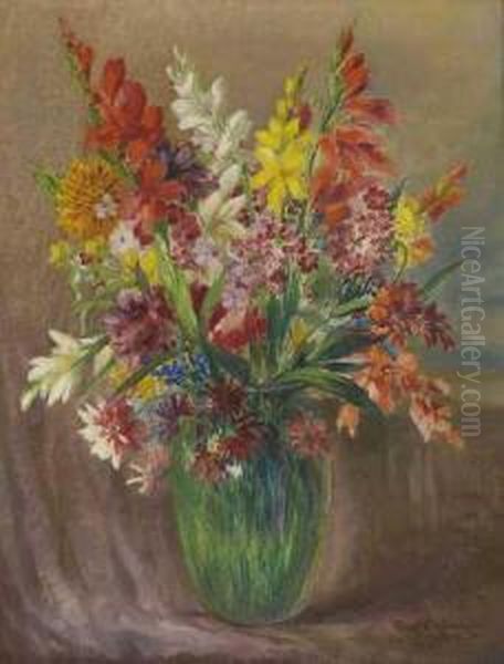 Sommerstraus In Vase Oil Painting by Hugo Oehme