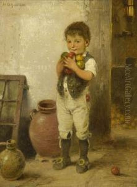 Der Kleine Apfeldieb Oil Painting by Hugo Oehmichen