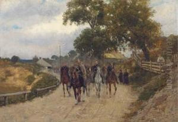 Cavalry During Oil Painting by Ryszard Okninski