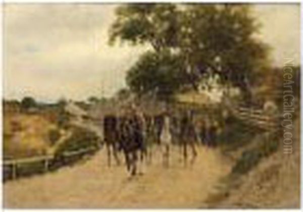 Polish Cavalry During The Uprising Of 1863 Oil Painting by Ryszard Okninski