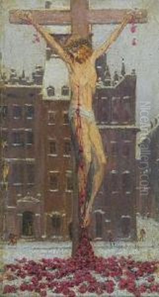 Chrystus Sniezny Oil Painting by Edward Okun