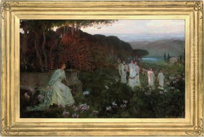 Hera And Her Attendants Oil Painting by Herbert Arnauld Olivier