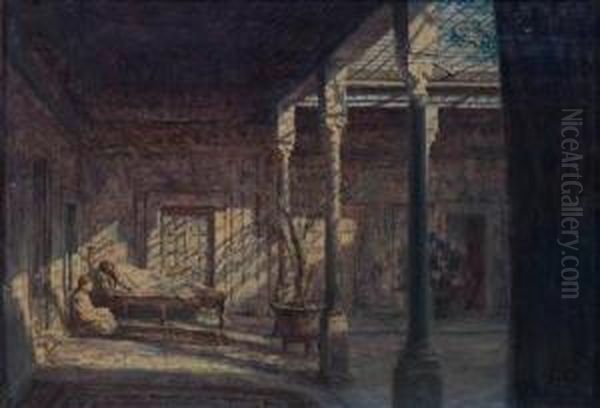 Im Innenhof Eines Orientalischen Hauses Oil Painting by Alfred Nathaniel Oppenheim