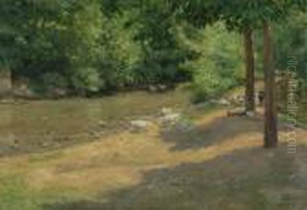 Am Muhlbach - Unterfranken Oil Painting by Alfred Nathaniel Oppenheim