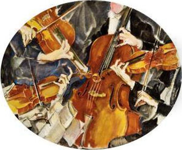 Kolisch-quartett Oil Painting by Max, Mopp Oppenheimer