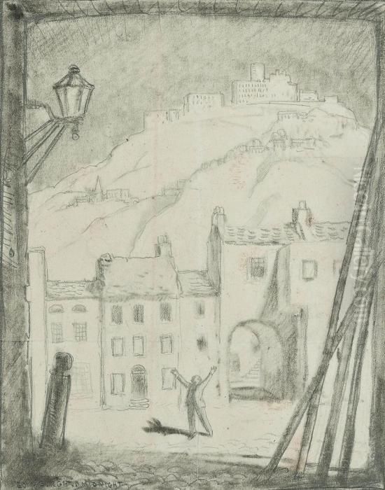 Edinburgh, Midnight Oil Painting by Sir William Newenham Montague Orpen