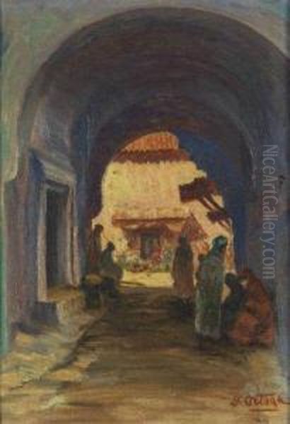 Ruelle En Afrique Du Nord Oil Painting by Jose Benito Ortega